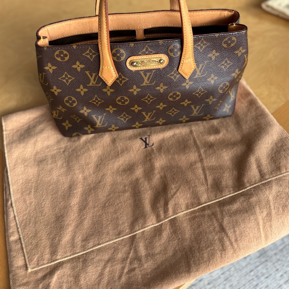 Louis Vuitton Monogram Canvas Tote in Dark Brown with Tan Trim